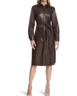 PU Leather Shirtdress