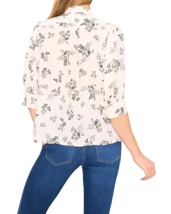 Puff Short Sleeve Button Front Top