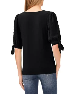 Puff Sleeve Tee With Tie