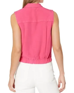Renata Front Twist Sleeveless Blouse w/ Collar