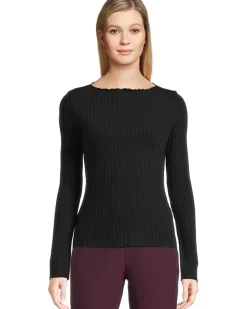 Rib Long Sleeve Slash Neck