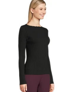 Rib Long Sleeve Slash Neck