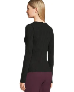 Rib Long Sleeve Slash Neck