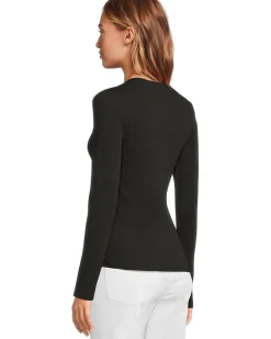 Rib Slub Long Sleeve V-Neck