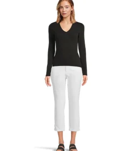 Rib Slub Long Sleeve V-Neck