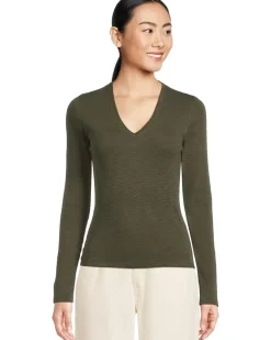 Rib Slub Long Sleeve V-Neck
