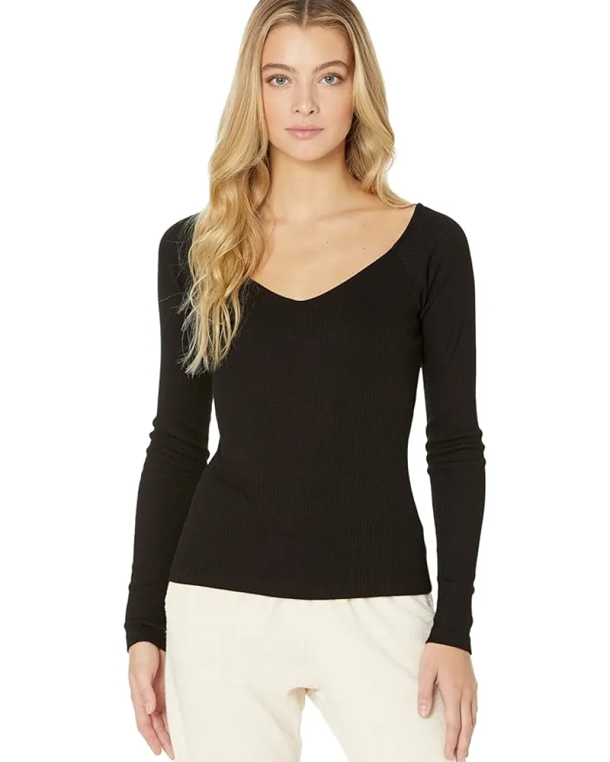 Rib V Off Shoulder Top