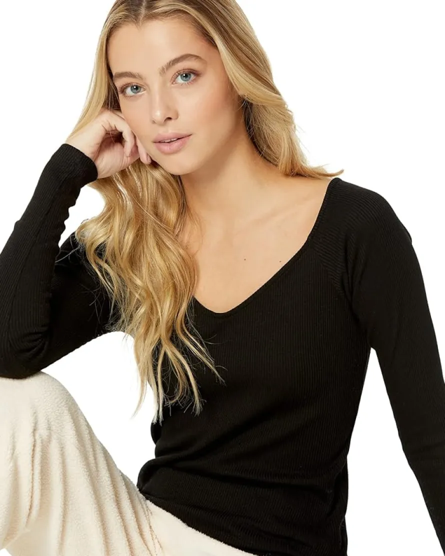 Rib V Off Shoulder Top