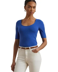 Rib-Knit Cotton-Blend Elbow-Sleeve Tee