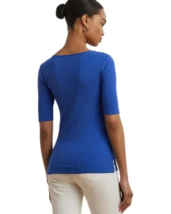 Rib-Knit Cotton-Blend Elbow-Sleeve Tee