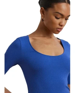 Rib-Knit Cotton-Blend Elbow-Sleeve Tee