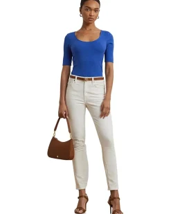 Rib-Knit Cotton-Blend Elbow-Sleeve Tee