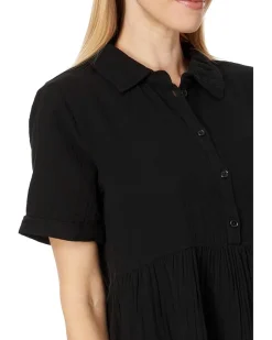 Roll-Up Sleeve Tiered Back Dress