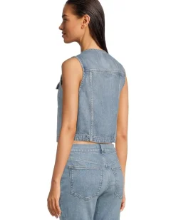 Round Neck Button Denim Shell In Robertson Wash