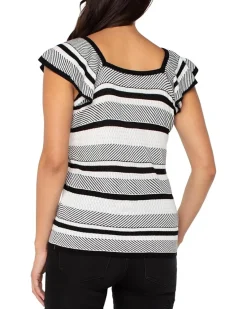 Ruffle Sleeve Square Neck Sweater Top