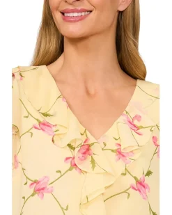 Ruffle V-Neck Flutter Sleeves Flowy Top