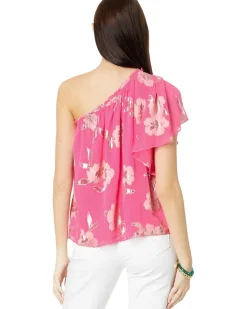 Sarahleigh One Shoulder Silk Blend Top