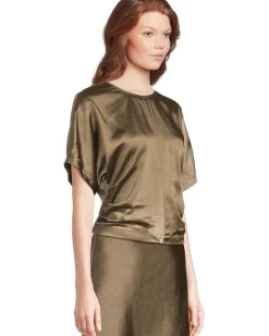 Satin Dolman Short Sleeve