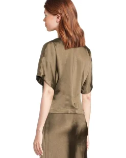 Satin Dolman Short Sleeve