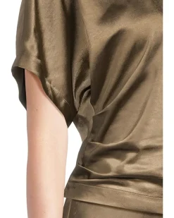 Satin Dolman Short Sleeve