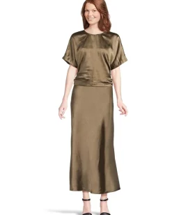 Satin Dolman Short Sleeve