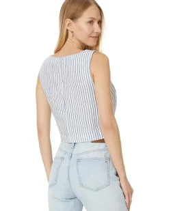 Scoopneck Crop Tank in 100% Linen