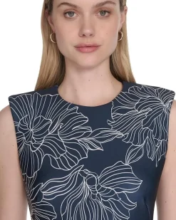 Scuba Cap Sleeve Floral Printed Sheath