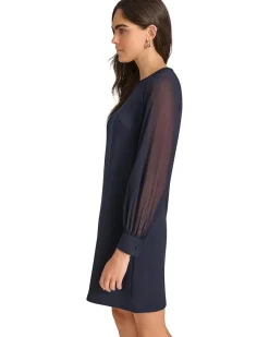 Scuba Crepe Chiffon Sleeve Aline Dress