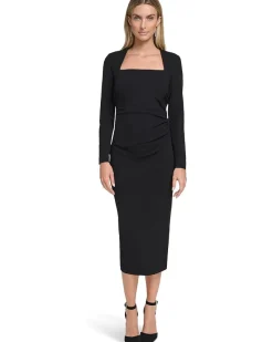 Scuba Crepe Long Sleeve Midi Sheath