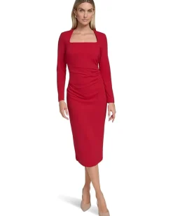 Scuba Crepe Long Sleeve Midi Sheath