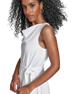 Scuba Crepe Pleat Skirt Dress