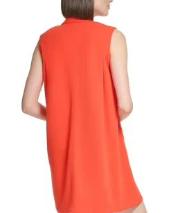 Scuba Crepe Trapeze Dress with Neck Tie