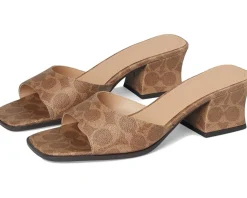 Sculpted C Coated Canvas Block Heel Sandals