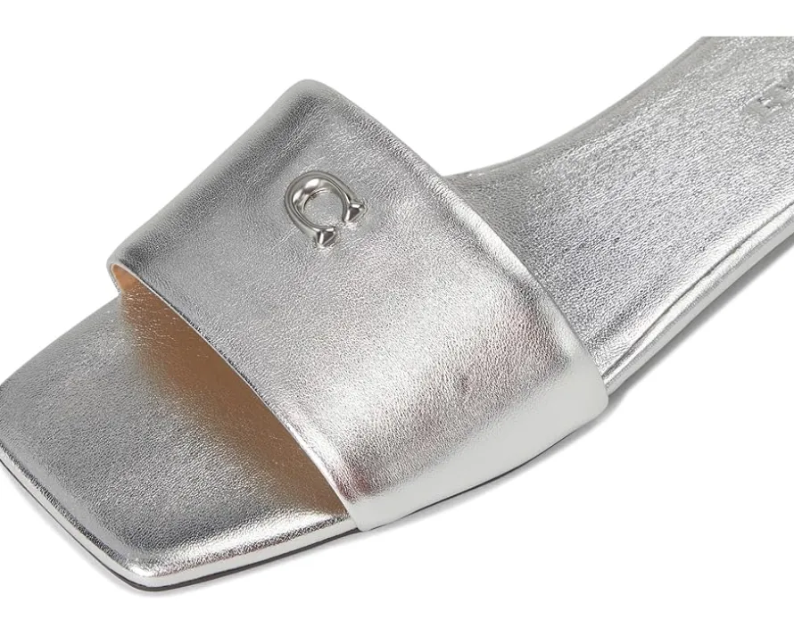 Sculpted C Metallic Leather Flat Sandals