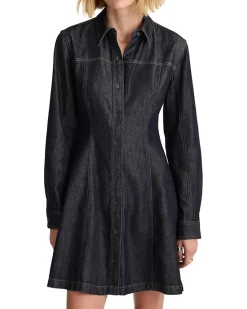 Seamed Shirt Mini Dress In Rinse