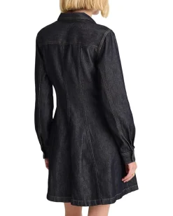 Seamed Shirt Mini Dress In Rinse