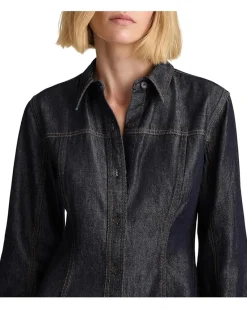 Seamed Shirt Mini Dress In Rinse