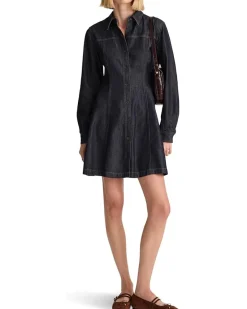 Seamed Shirt Mini Dress In Rinse