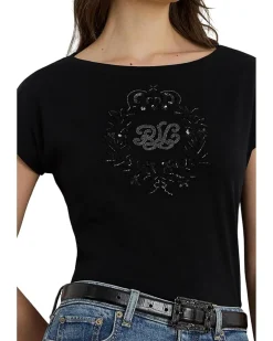 Sequined-Crest Cotton Jersey Tee