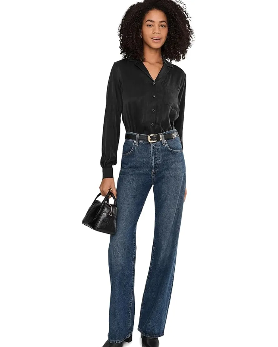 Serena Satin Button-Down