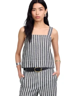 Shania Top - Striped Twill Linen