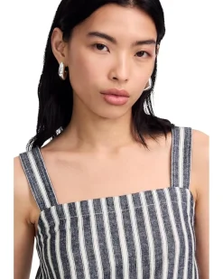 Shania Top - Striped Twill Linen
