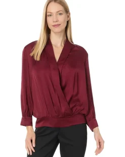 Shawl Wrap Front Bracelet Sleeve Blouse Viscose Satin