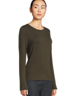 Sheer Knit Round Neck Slim Long Sleeve Tee