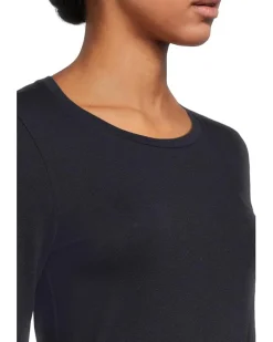 Sheer Knit Round Neck Slim Long Sleeve Tee