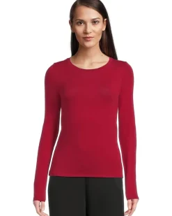 Sheer Knit Round Neck Slim Long Sleeve Tee