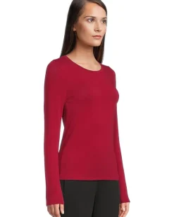 Sheer Knit Round Neck Slim Long Sleeve Tee
