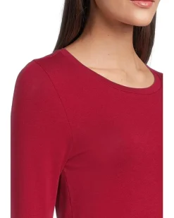 Sheer Knit Round Neck Slim Long Sleeve Tee