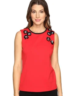 Shell w/ Applique Knit Sleeveless