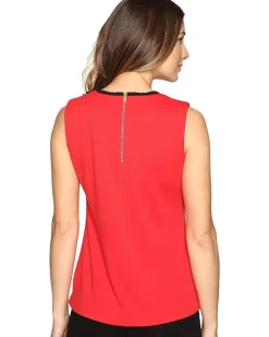 Shell w/ Applique Knit Sleeveless